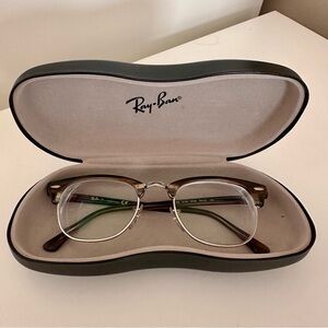 Ray-Ban Clubmaster 5154 Eyeglass Frames in Polished Brown/Silver NEW with Case